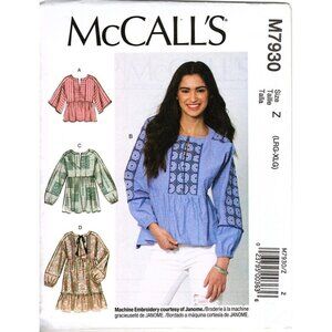 McCall's M7930 Misses L to XL Easy Boho Casual Tops Uncut Sewing Pattern New